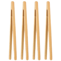 Pinces de cuisine en bambou premium - Pince à aliments en bois à long manche avec pointes rainurées pour le toast, la salade, la cuisson - Logo personnalisé - Vente en gros