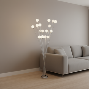 Lampe sur pied LED en aluminium avec globe acrylique à 16 lumières, 61,5 pouces, design contemporain, usage résidentiel - Product Image 2