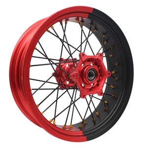 Juego de Ruedas Delanteras y Traseras para Motocicleta, de Aluminio Anodizado, Doble Color, CNC, Supermotard, Supermoto - Product Image 6