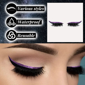 Faux <span class=keywords><strong>cils</strong></span> synthétiques auto-adhésifs sans colle, style européen et américain, avec autocollants colorés pour les yeux - Product Image 3
