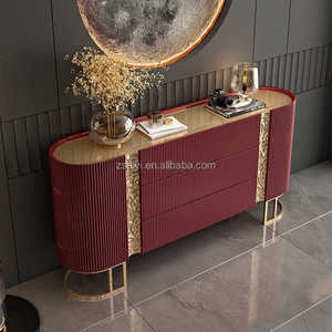 Aiyi Sang Trọng Nhà Bếp Tủ Bếp Phòng Khách Trong Nhà Giao Diện Điều Khiển Tủ Lưu Trữ Thép Không Gỉ Vàng 4 Cửa Gỗ Sồi Tủ Bếp - Product Image 2