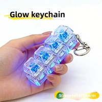 Porte-clés pendentif clavier en PVC haute transparence, rectangulaire, lumineux, à quatre touches, activé par pression, jouet anti-stress