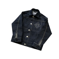 Jaket Denim Pria Musim Dingin Gaya Retro Amerika, Katun, Kancing, Longgar, Denim Mentah yang Dicuci, Selvedge