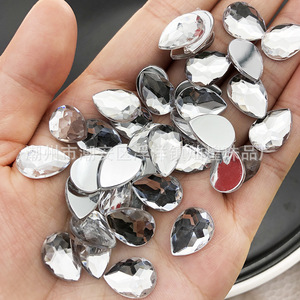 Acrylic Rhinestone Teardrop 16 Facets Transparent White Flat <b>Back</b> For DIY Shoes Bags Clothing Wedding Dresses - Product Image 2