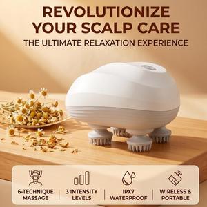 Masseur de cuir chevelu avec 6 modes, masseur de tête portable étanche pour la croissance des cheveux et le soulagement du stress, OEM pris en charge - Product Image 4