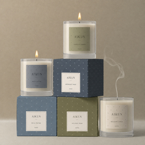 Bougie en cire de soja artisanale AIKUN, luxueuse et moderne, aromathérapie, longue durée, respectueuse de l'environnement, parfumée, dans un bocal en verre pour la décoration de la maison - Product Image 3