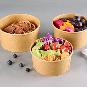 250ml 750ml phân hủy sinh học Kraft thực phẩm nóng Bát giấy Takeaway bao bì thực phẩm container dùng một lần giấy súp cup với nắp - Product Image 6