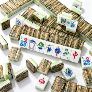 Set Mahjong Ecologico Stile Americano con Motivo Bambù, Tessere in Acrilico a 4 Strati, Tavolo da Gioco per Casa e Feste - Product Image 3