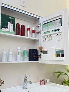 Modern Wall-Mounted Bathroom Vanity with LED <b>Mirror</b> Ceramic Basin MDF Minimalist Design Soft Closing Doors - Product Image 4