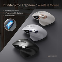 Mouse Nirkabel Ergonomis Hyper Fast Scrolling Tri-Mode 8000 DPI 8 Tombol yang Dapat Diprogram Mouse Workstation
