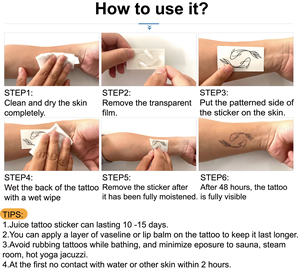 Impermeabile elegante inchiostro nero temporaneo tatuaggio adesivi floreali di lunga durata Body <span class=keywords><strong>Art</strong></span> per feste faccia di carta ispirata alla natura - Product Image 6