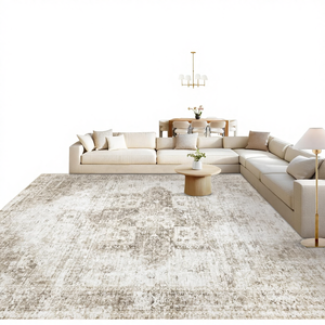 Area <strong>Rug</strong> 8x10 Washable Non-Slip Soft Low Pile Vintage <strong>Boho</strong> Medallion Distressed Retro Indoor <strong>Rug</strong> (Taupe 8'x10') - Product Image 1