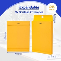 Enveloppes Manila extensibles 9x12 pouces, avec fermoir métallique en kraft, fermeture gommée, grande capacité, pour l'envoi de documents et le rangement de dossiers