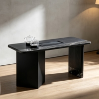 Table à thé moderne en marbre noir et bois massif pour la maison, le bureau, l'hôtel, la réception et la dégustation de thé