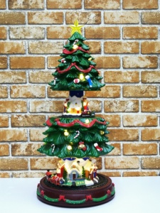 Aldea Animada de Plástico con Árbol de Navidad que Sube y Baja y Tren Giratorio con Luz LED y Música Decoración Navideña - Product Image 5