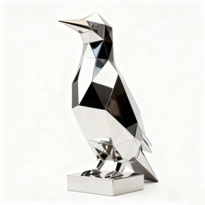 ประติมากรรมนกทรงเรขาคณิตสแตนเลสสมัยใหม่ ศิลปะร่วมสมัยสำหรับตกแต่งบ้าน สวน และผนัง ออกแบบได้ตามต้องการ - Product Image 5