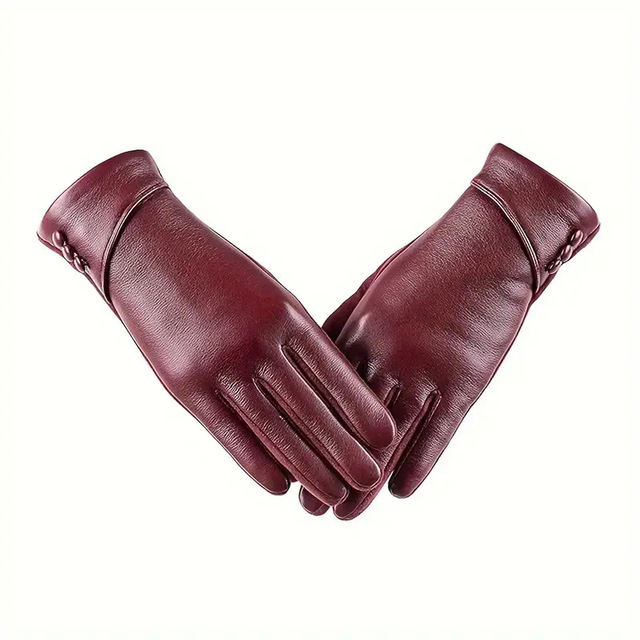 FF3200 Women's Cold Weather Windproof Full Finger Mittens Fleece Lined Warm Winter Leather Gloves Touch Screen Gloves