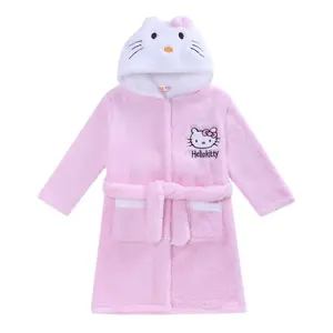 HY-204 gros enfants dessin animé animaux pyjamas ensemble enfants hiver imprimé flanelle à capuche vêtements de nuit peignoir
