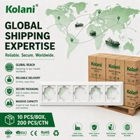 Cadre de finition pour prise quadruple Kolani, norme européenne 372x84mm, finition satinée, en PC ignifuge, avec cinq emplacements de découpe