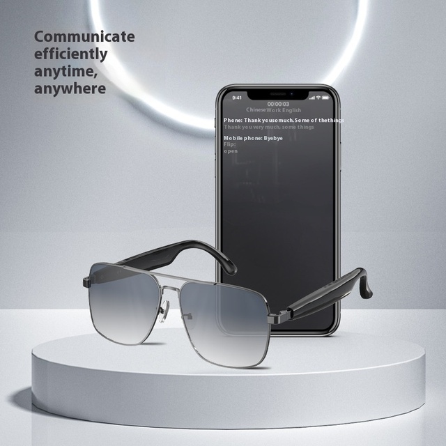 High-End Black Smart Glasses for OLED Bar Design App Control Android OS High Sound Quality