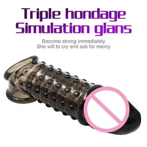 Herbruikbare Penis Extender Haan Ringen Vertragen Ejaculatie Penis Condooms <span class=keywords><strong>Dick</strong></span> Mouw Siliconen Eikel Cover Vergroting Seksspeeltjes Voor Mannen - Product Image 2