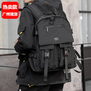 Final Start Men's <b>Backpack</b> <b>Large</b> Capacity 15 Inch Laptop Bag Solid Color Black For Student Travel - Product Image 1