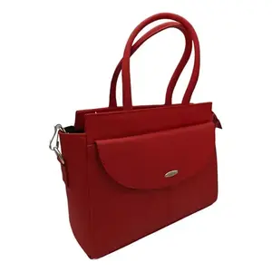 Porte-documents en cuir de vachette rouge ciselé Fana Francis avec fermeture à rabat, sac d'affaires pour hommes - Product Image 4