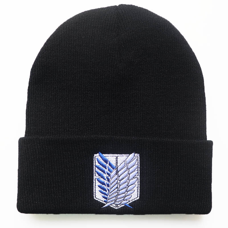 6 Color Anime Attack on Titan Shingeki no Kyojin Warm Embroidered Knit Hat for Driving in Autumn and Winter