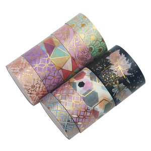 Foreign Trade Source Geometric <b>Washi</b> <b>Tape</b> 9 Rolls Hot Stamping Journal Decoration Craft Supplies - Product Image 4