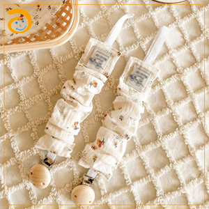 Clip de algodón seguro para chupete de bebé, soporte ecológico de <span class=keywords><strong>tela</strong></span> y madera para chupete de recién nacido, cadena para chupete, regalo para baby shower - Product Image 4