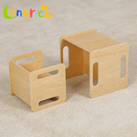 Ensemble table et chaise Montessori en bambou pour tout-petits, table à manger en bois pour bébé, mobilier pour l'autonomie alimentaire des enfants