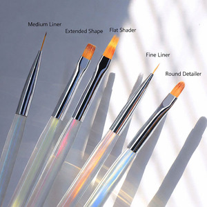 Lot de pinceaux à ongles personnalisables avec manche transparent irisé, poils non-chuteants et très élastiques, pour la vente en gros et le commerce de détail de produits de beauté - Product Image 2