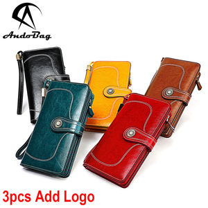 AndoBag RFID Long <b>Wallet</b> for Women Genuine Cow Leather <b>Ladies</b> Elegant Clutch Bag Casual <b>Purse</b> and Handbags Fashion Vintage - Product Image 1