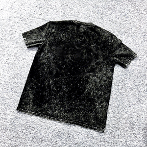 T-shirts personnalisés en coton délavé à l'acide pour hommes, col rond, manches courtes, imprimés, effet délavé, vintage, sérigraphie effet soleil. - Product Image 1