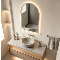 Espejo de Baño LED con Forma de Arco, Antivaho, Táctil, Retroiluminado, de Pared, Espejo de Maquillaje Moderno para Uso Doméstico