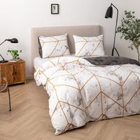 Ensemble de Literie 3 Pièces en Microfibre Polyester, Taille Grand Lit, Teint Uni Tissé, Housse de Couette et Couverture