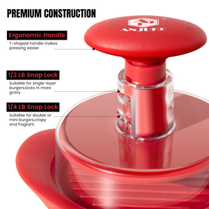 ANJUKE - Prensa para Hamburguesas de Plástico Antiadherente Resistente al Calor, Ajustable, para <span class=keywords><strong>Barbacoa</strong></span> al Aire Libre, Hace Hamburguesas de 1/2 LB y 1/4 LB, Base Plana y Lisa - Product Image 5