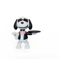 Vente en gros Statue de serveur animal en résine Figurine de serveur chien servant majordome pour restaurant et décoration de la maison
