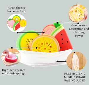 Soft Fruit Shaped Back Bath Scrubber doccia spugna sfere per la pulizia del corpo spazzole da bagno per bambini bambini - Product Image 3
