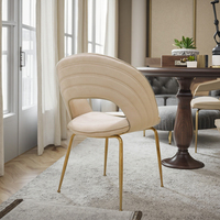 Chaise de Salle à Manger Latérale Rembourrée en Velours avec Piétement Métallique Haosi, Mobilier pour Salle à Manger et Salon