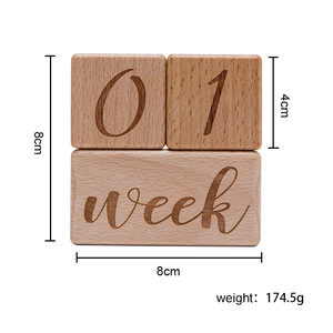 Bloc en bois artisanal de style nordique pour <span class=keywords><strong>la</strong></span> croissance de bébé, commémorant <span class=keywords><strong>la</strong></span> pleine lune, fait main, en forme de carré, pour les étapes importantes de <span class=keywords><strong>la</strong></span> <span class=keywords><strong>naissance</strong></span> - Product Image 6