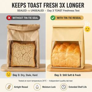Bolsas de papel personalizadas para panadería <span class=keywords><strong>con</strong></span> ventana transparente, a prueba de grasa, <span class=keywords><strong>con</strong></span> fuelle lateral, tipo kraft, para baguette y pan de masa madre - Product Image 4