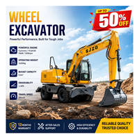 SJ-150 Excavatrice sur pneus 14t avec lame de bulldozer, moteur et engrenages, forte puissance de creusement, machine de construction mobile polyvalente pour l'urbanisme
