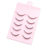 Faux cils épais en poils synthétiques noirs à tige rigide, bande en plastique noire, style naturel, cosplay, manga, inspirés du diable