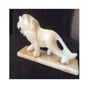 Venta al por mayor de alta calidad 100% estatuilla de León ónix blanco tallado arte popular estilo Animal personalizado Color piedra escultura - Product Image 1