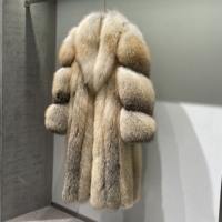 Manteau long en fourrure pour femme, collection Hiver 2026, luxe premium, véritable fourrure de renard des îles dorées