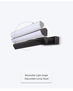Modern Aluminum <b>Wall</b> Lamp LED Touch Control Dimmable 4100K Neutral White Bathroom <b>Lighting</b> Surface Mounted Black Rectangular - Product Image 5
