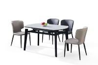 Juego de Comedor Moderno de Lujo para 4 Personas, Mesa con Cubierta de Mármol, Patas de Metal Dorado, Diseño Redondeado, Muebles para el Hogar, Multiusos, para Apartamento