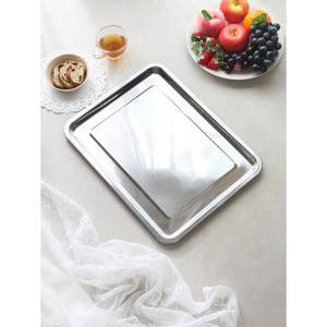 Plateau élégant de 44 cm en acier inoxydable Plateau de service rectangulaire durable en métal pour usage domestique - Product Image 1