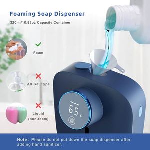 เครื่องจ่ายสบู่โฟมอัตโนมัติแบบติดผนังโรงแรม วัสดุ ABS พร้อมไฟ LED ควบคุมอุณหภูมิแบบชาร์จไฟได้ ดีไซน์ทันสมัย สีขาว/ดำ - Product Image 6